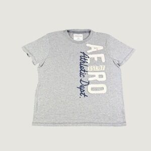 Aeropostale Mens Athletic Dept Graphic Tee Heather Gray Large Applique Shirt